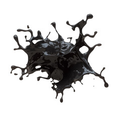 Poster - Glossy black ink splash with dynamic and fluid motion isolated on transparency background