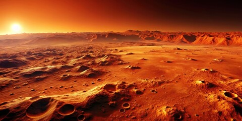 Wall Mural - of eroded mars surface in orange and red hues, perfect for science fiction backgrounds, mars, planet