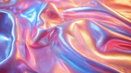 Poster - A mesmerizing array of colors dances across silky fabric, creating a stunning display of iridescence. The shifting hues reflect the enchanting light of dusk, inviting wonder