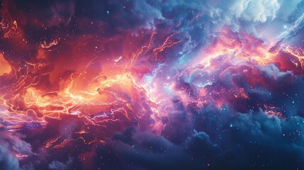 Wall Mural - This photo depicts a striking lightning abstract image of a black background illuminated by multiple lightning strikes