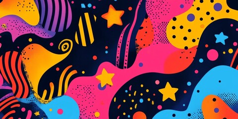 Poster - A colorful abstract painting with many circles and swirls