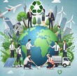 © Emam Studio  - World environment day. Business, corporate and community cooperation for environment sustainable development goal. group of volunteers help solve environmental problems. global teamwork and business.