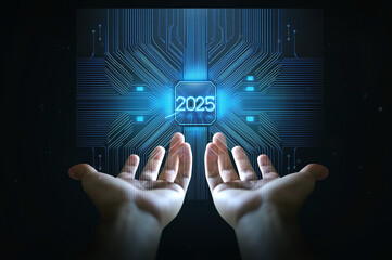 Generated image2025 new year numbers full modernity advanced technology artificial intelligence or AI
