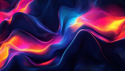 Poster - Abstract Colorful Waves Flowing Dynamically in Dark Space