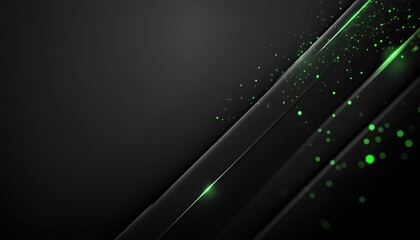 Poster - Abstract Green Light Streaks on Dark Background
