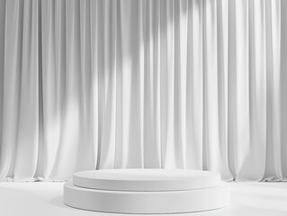 Aufkleber - White cylindrical platform before white curtains
