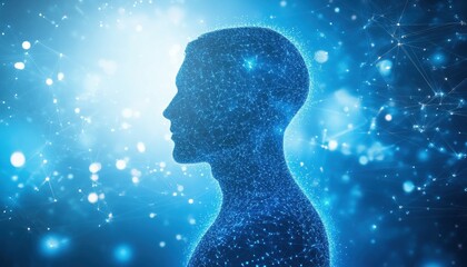 Aufkleber - Abstract Networked Human Profile Digital Art