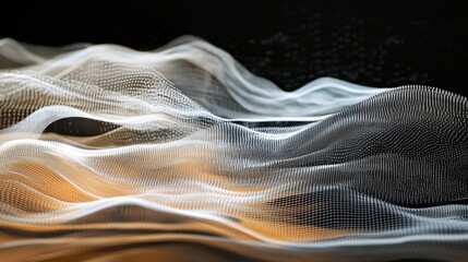 Wall Mural - Abstract Digital Waveform Glittering Data Mesh Network