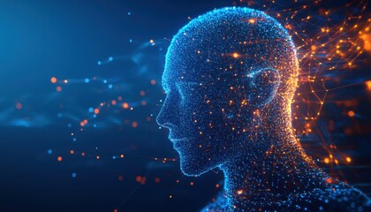 Aufkleber - Digital Human Head Networked Connections