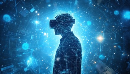 Poster - Person Immersed in Virtual Reality Digital World