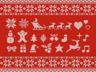 ニット風のクリスマスのアイコンイラスト