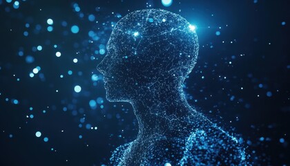 Poster - Digital Human Profile Glowing With Light Particles