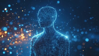 Poster - Digital Human Form Illuminated By Sparkling Particles