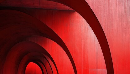 Poster - Abstract Red Architectural Arcs Interior Design