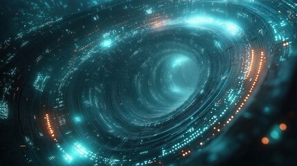 Wall Mural - A blue and orange spiral with a lot of lights