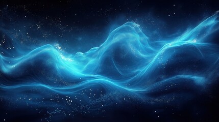 Wall Mural - A blue wave with a lot of stars in the background