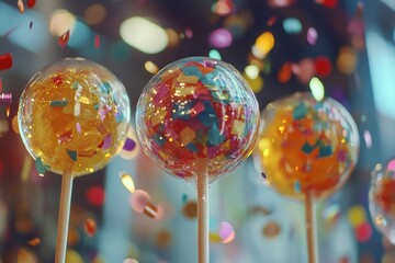 Wall Mural - Colorful Lollipops with Confetti Sprinkles