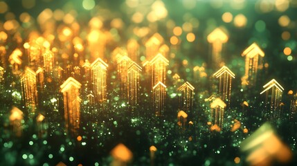 Aufkleber - A fluid gradient of green and gold hues blending into arrow shapes, symbolizing upward financial movement.