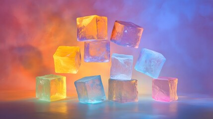 Aufkleber - Floating glowing cubes representing tax