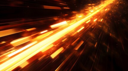 Poster - A futuristic bar graph made of golden light streaks, pointing sharply upward.