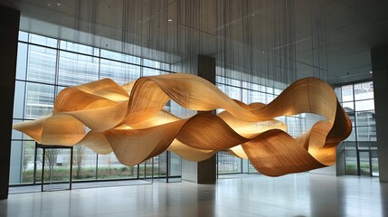 Poster - Cascading golden ribbons flowing in dynamic patterns, symbolizing abundant resources.