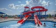 © Chanrothana Pech - A fun water slide at a water park with children excitedly sliding down, capturing the joy of summer.