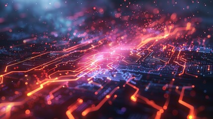 Poster - Flow of digital information. Global connection concept. Technology futuristic background. Big data visualization.