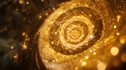 Aufkleber - A glowing spiral staircase made entirely of golden light.