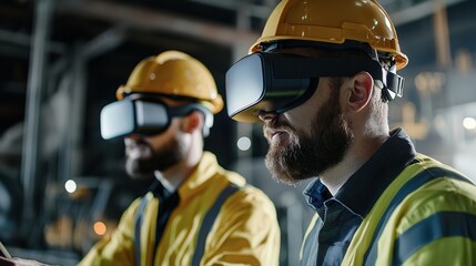 Aufkleber - Modern mining site with engineers using VR technology to enhance operations