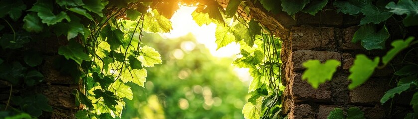 Poster - Mysterious ancient ruins overgrown with vines and surrounded by dense greenery