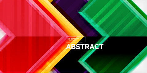 Poster - Arrow symbols created with 3d effects and line texture geometric abstract background