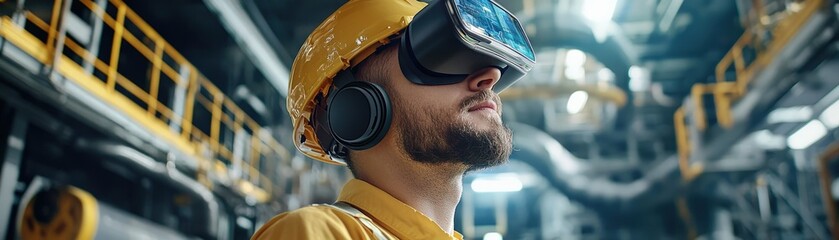 Aufkleber - Oil platform technicians using augmented reality to inspect deep-sea pipelines