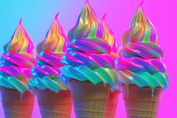 Wall Mural - Colorful Ice Cream Cones