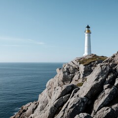 Poster - Old lighthouse on a rocky coast