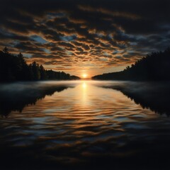 Poster - Sunrise over a calm lake