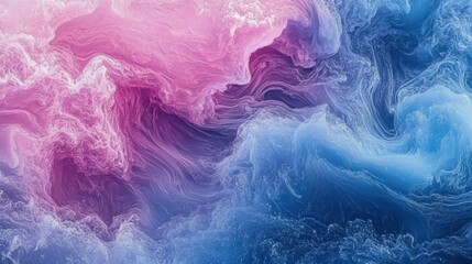 Poster - Abstract fluid texture with a pink-to-blue gradient, soft waves perfect for modern design backgrounds