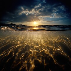 Poster - Underwater view of sunlight through waves