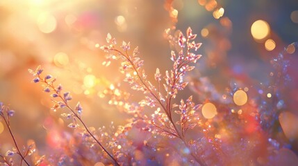 Poster - Abstract sparkling bokeh with warm golden tones, creating a cozy and magical glow