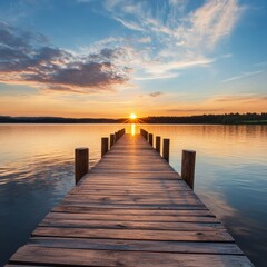Poster - Wooden dock at sunset