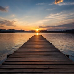 Poster - Wooden dock at sunset