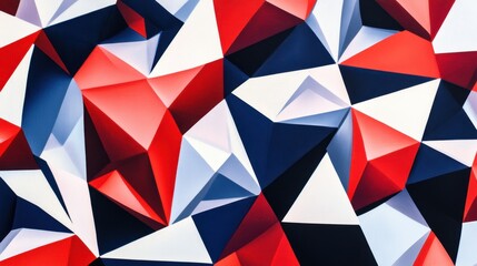 Poster - Bright geometric pattern with colorful polygon shapes in a layered abstract style