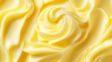 Poster - Close-up of elegant yellow cream folds, glossy texture creating a soft and smooth background