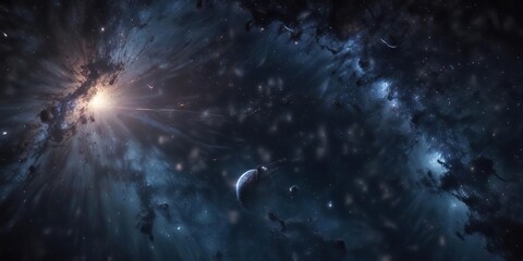 Canvas Print - deep space starry night with vibrant stars and a dark blue background, space, deep blue, cosmic