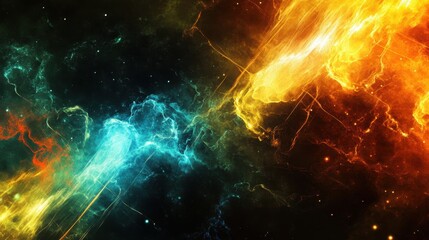 Poster - Dynamic light speed background with streaking motion trails and vibrant energy lines