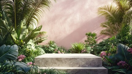 Wall Mural - Stone Bench in Palm Tree Garden