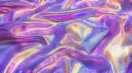Poster - Iridescent holographic texture in purple and pink with glossy, wavy patterns for vibrant futuristic designs