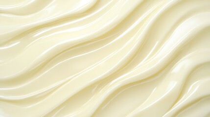 Fototapete - Luxurious yellow cream texture in soft waves, glossy and smooth, perfect for beauty design backdrops