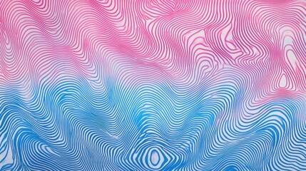 Poster - Psychedelic holographic texture in pink and blue, soft wavy patterns evoking futuristic vibes