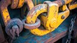 © Thanadech - Rusty Industrial Chain Link with Bright Yellow and Orange Color