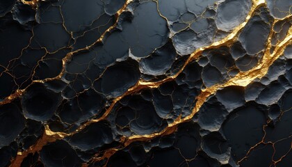 Poster - Abstract luxury black and gold fluid art. Stylish design with intricate patterns. Modern style marble background. Unique texture. Ideal for luxury branding projects.